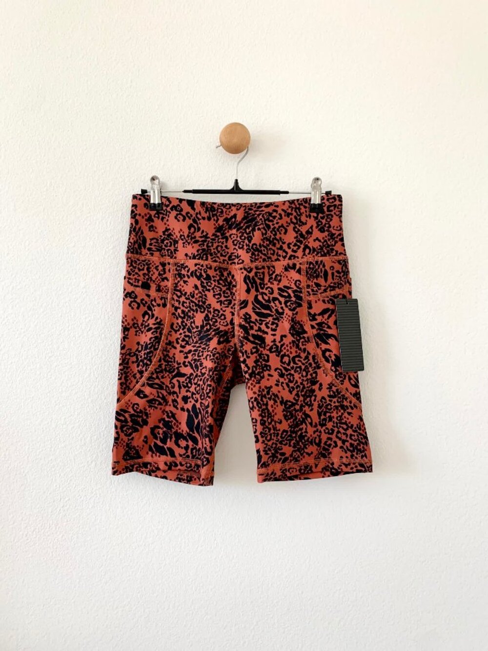 Bebe Orange Black Mocha Animal Cheetah Print Pocket Bike Shorts Small